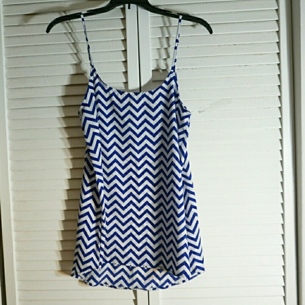 Blue and White Chevron Tank Top